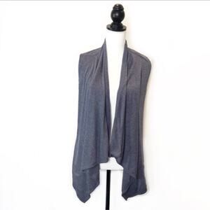 Yogalicious Fly Away Open Front Gray Draped Vest Small
